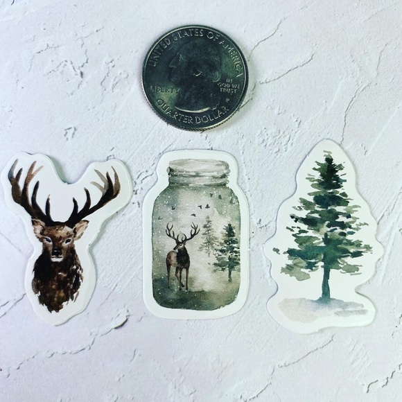Majestic Elk, Winter Forest, Berries, Mason Jars, 46 Stickers - Picture 3 of 10